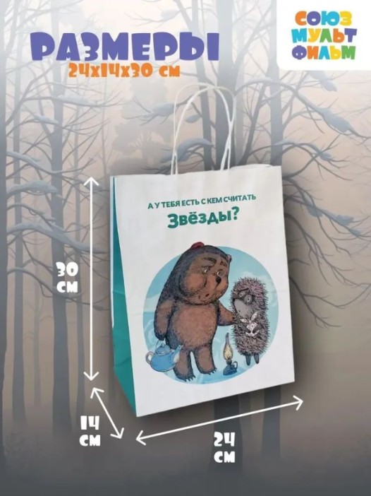 Пакет подарочный «Ёжик в тумане. У тебя есть», белый (24*14*30) 