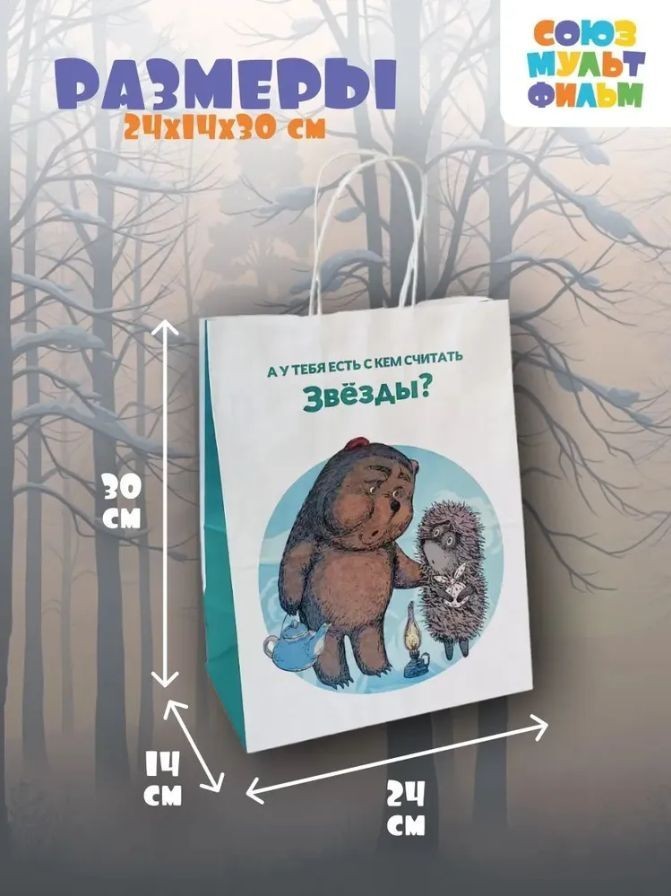 Пакет подарочный "Ежик в тумане. У тебя есть", белый (24*14*30)
