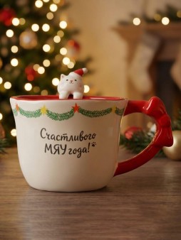 Кружка керамическая iLikeGift "Счастливого МЯУгода", 320 мл