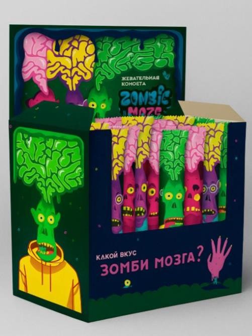 Жевательная конфета "Zombie мозг" Ассорти вкусов 75 шт. 