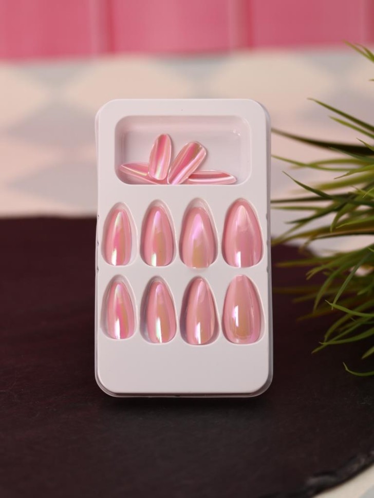 Накладные ногти GIRLY "Розовый", 12 шт., складными пластинами