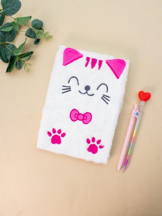 Блокнот плюшевый «Cat bow», white, 21,5х15 см, плотность 70 гр. 
