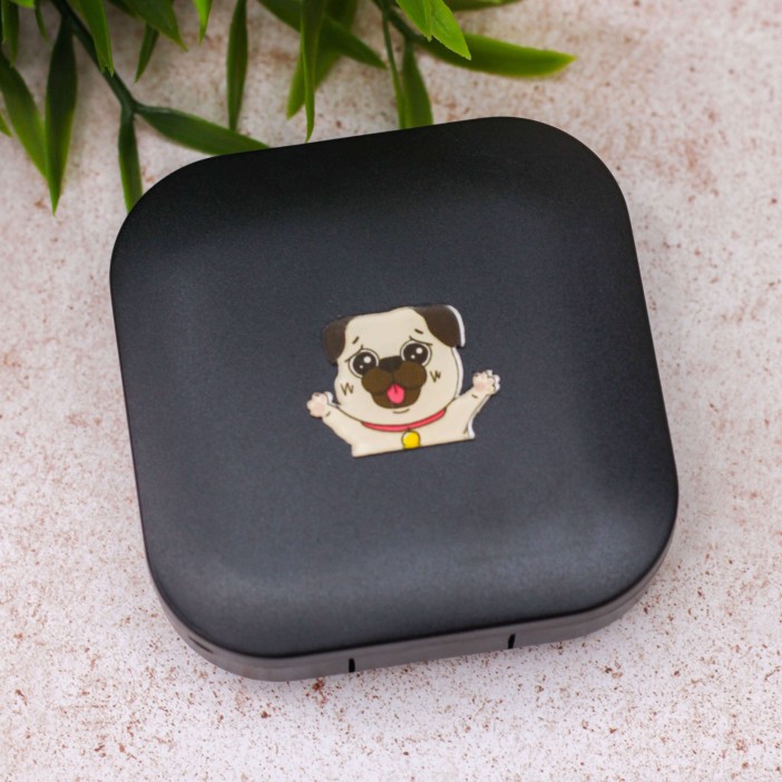 Контейнер для линз «Dog», mops black 