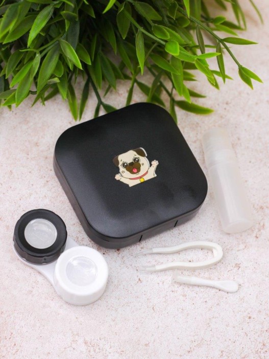 Контейнер для линз «Dog», mops black 