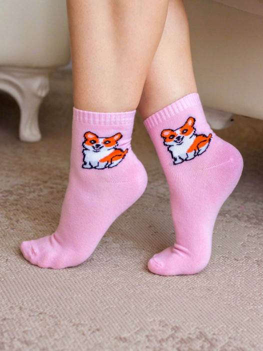 Носки женские iLikeGift &quot;Dog&quot;, розовый, р. 35-40 