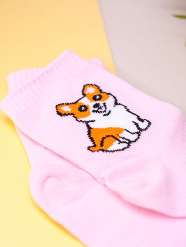 Носки женские iLikeGift "Собачка", розовые, р. 35-40