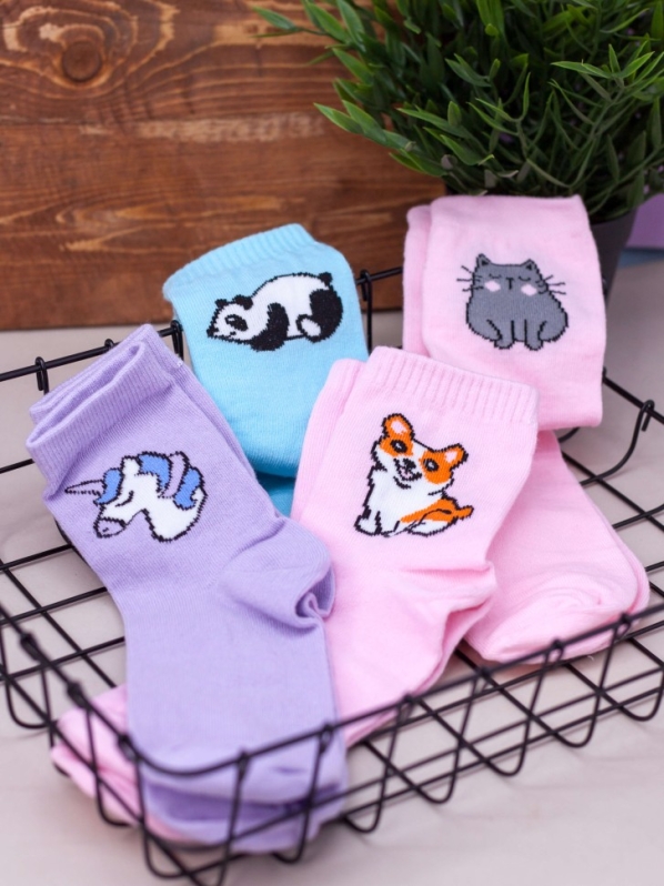 Носки женские iLikeGift "Собачка", розовые, р. 35-40