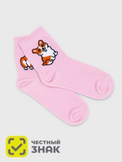 Носки женские iLikeGift "Собачка", розовые, р. 35-40