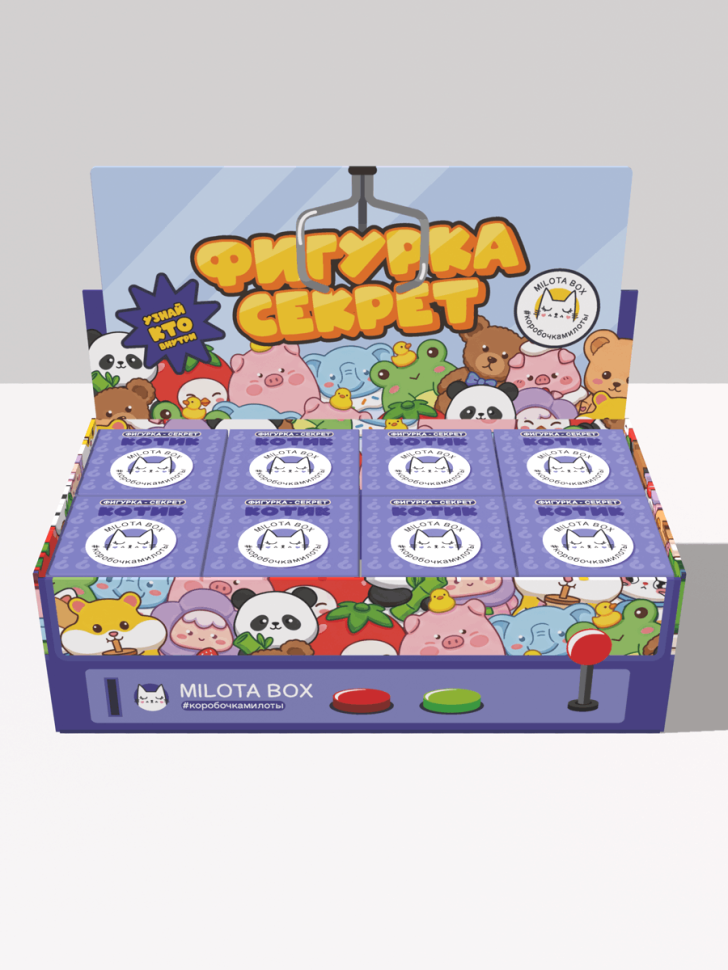Комплект фигурок-секрет MilotaBox "Милый котик", (3 см) - 8шт., цветной шоу-бокс