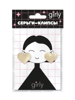 Серьги-клипсы GIRLY "Hearts", white