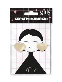 Серьги-клипсы GIRLY "Hearts", white