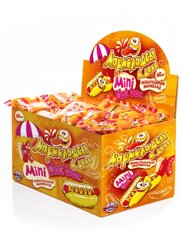 Жевательный мармелад «Мармеладсы в деле mini HOTDOG», 60шт. 