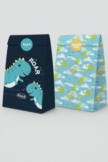 Набор подарочных пакетов+наклейки (6 шт.) "Dinosaur party", 24*13*8