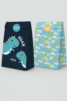 Набор подарочных пакетов+наклейки (6 шт.) "Dinosaur party", 24*13*8