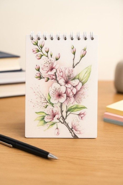 Блокнот "Цветы", 10 х 15 см, 50 листов, деревянная обложка 