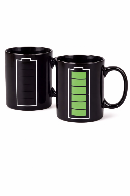 Кружка хамелеон "Заряд", черная 