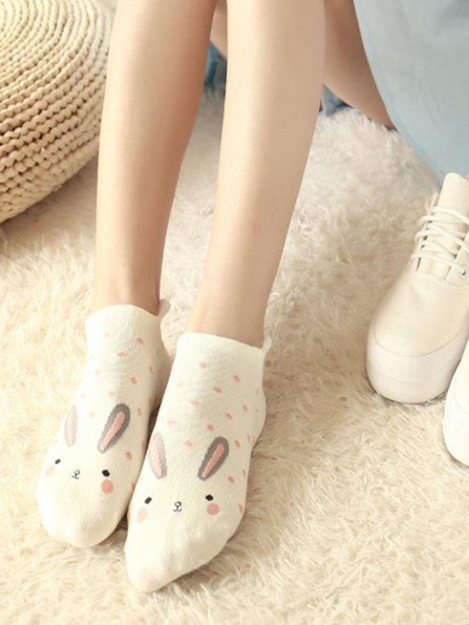 Носки iLikeGift «Bunny face», white, мужские/женские евро размер 35-41 