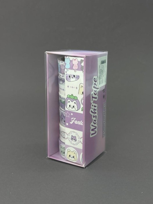 Набор декоративного скотча 6 шт. "Funny buddies", purple (1,5см*2м) 