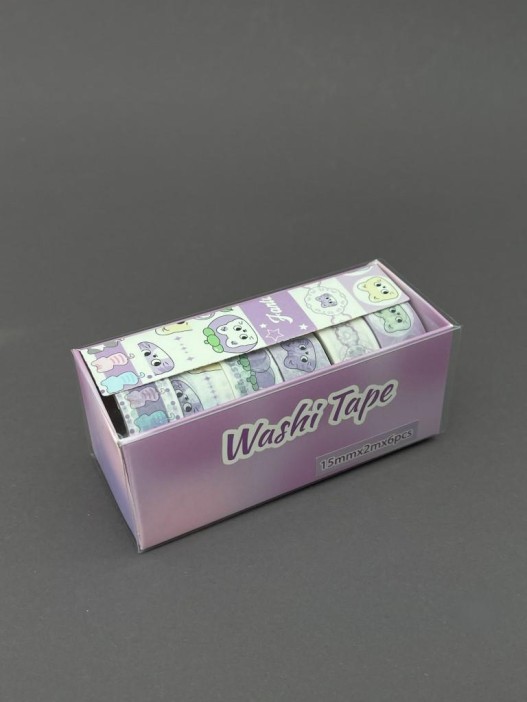 Набор декоративного скотча 6 шт. "Funny buddies", purple (1,5см*2м) 