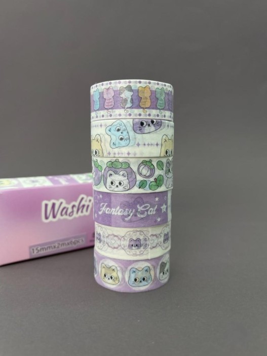 Набор декоративного скотча 6 шт. "Funny buddies", purple (1,5см*2м) 