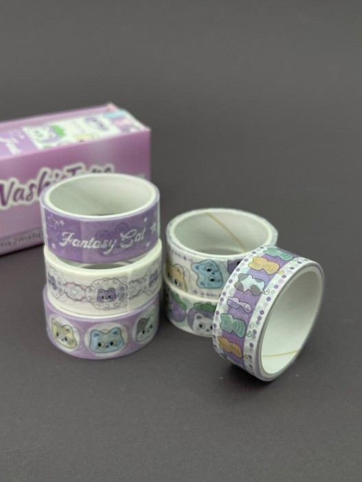 Набор декоративного скотча 6 шт. "Funny buddies", purple (1,5см*2м) 