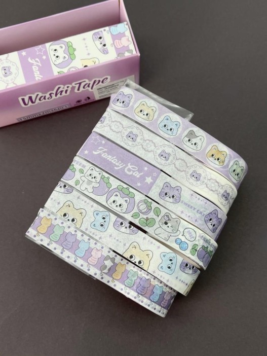 Набор декоративного скотча 6 шт. &quot;Funny buddies&quot;, purple (1,5см*2м) 