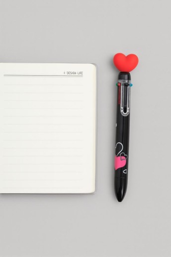 Разноцветная ручка 6 в 1 "Black hearts"