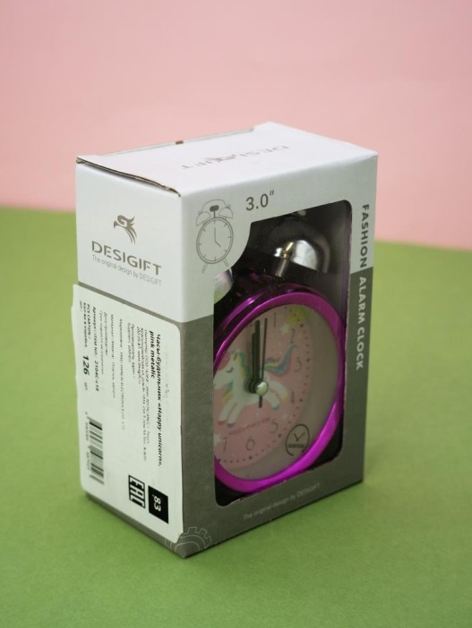 Часы-будильник «Happy unicorn», pink metalic (5,6х8,9 см) 