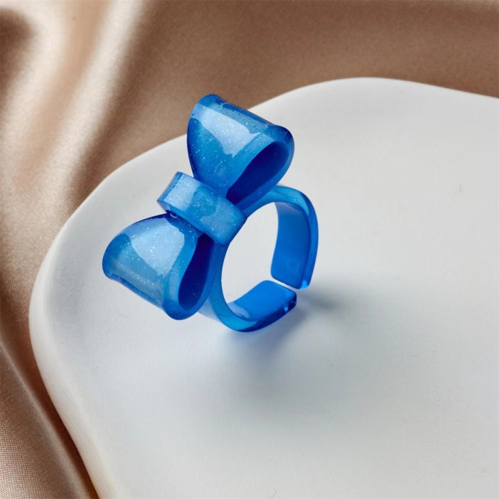 Кольцо акриловое GIRLY &quot;Bow&quot;, blue (d=1,8 см) 