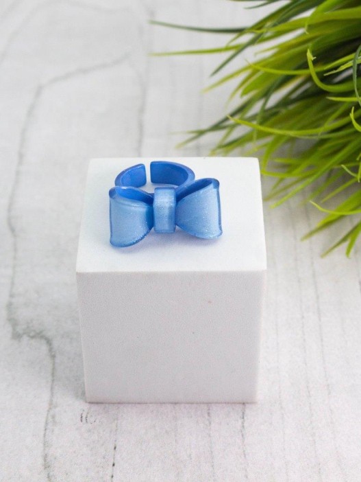 Кольцо акриловое GIRLY &quot;Bow&quot;, blue (d=1,8 см) 