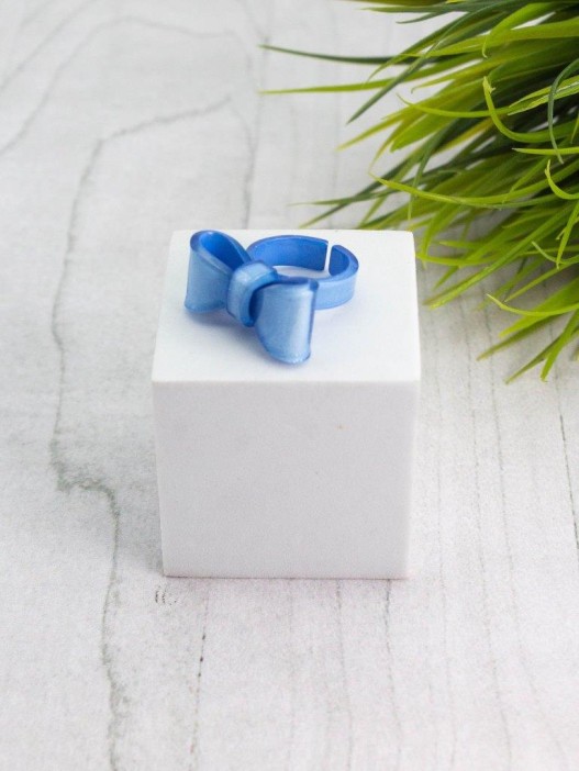 Кольцо акриловое GIRLY &quot;Bow&quot;, blue (d=1,8 см) 