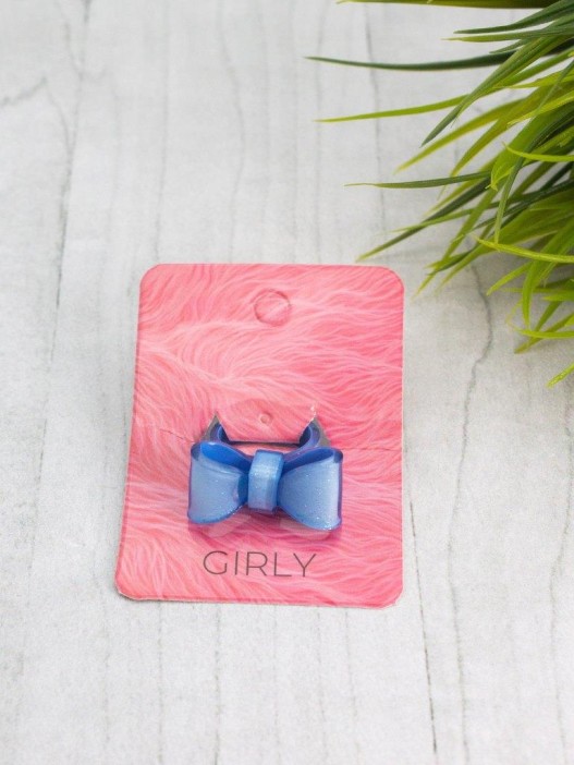 Кольцо акриловое GIRLY &quot;Bow&quot;, blue (d=1,8 см) 