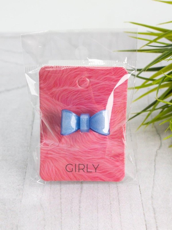 Кольцо акриловое GIRLY "Бантик", синее (d=1,8 см)