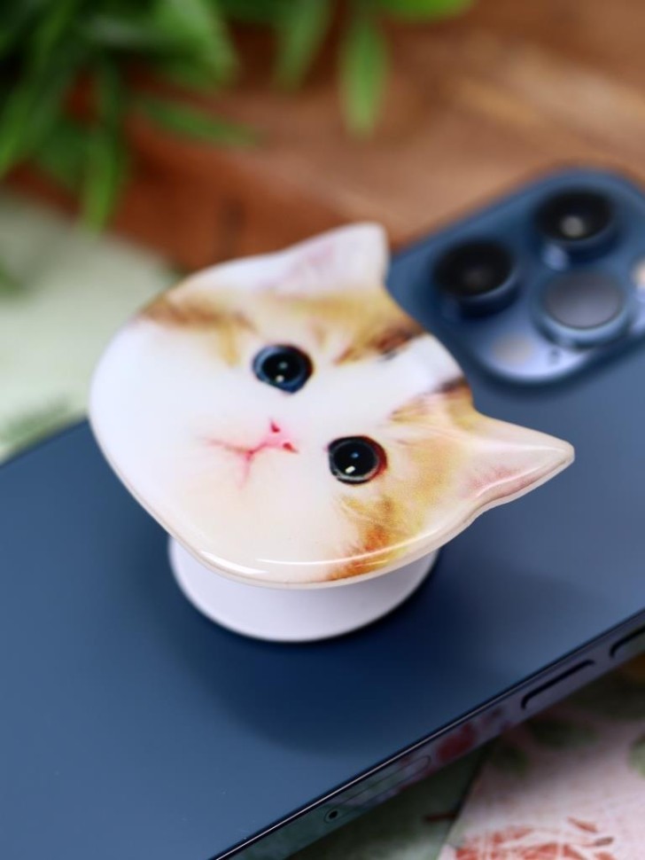 Попсокет iLikeGift "Красивый кот", белый