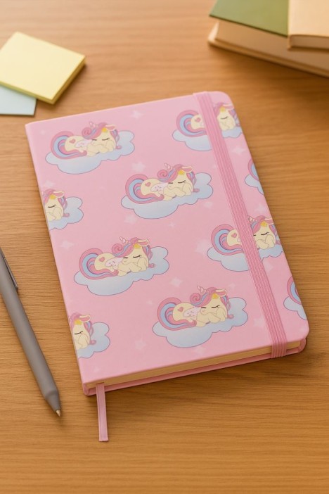 Блокнот (А5) &quot;Unicorn on the cloud many&quot;, pink (14.5*21) 