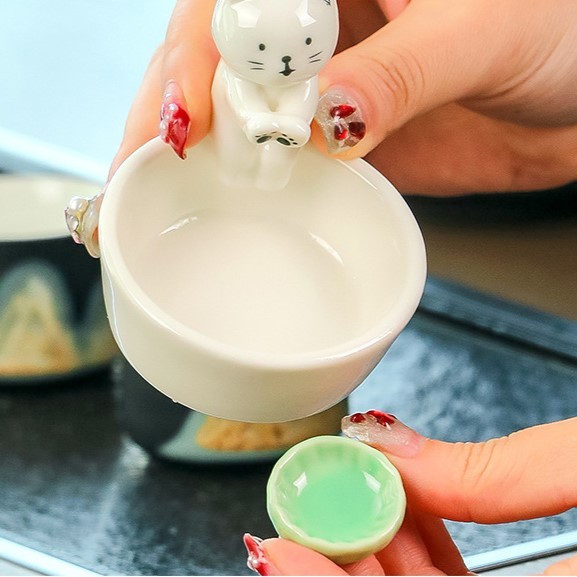 Подставка для благовоний керамическая &quot;Kitty warms&quot;, white (7,9 см) 