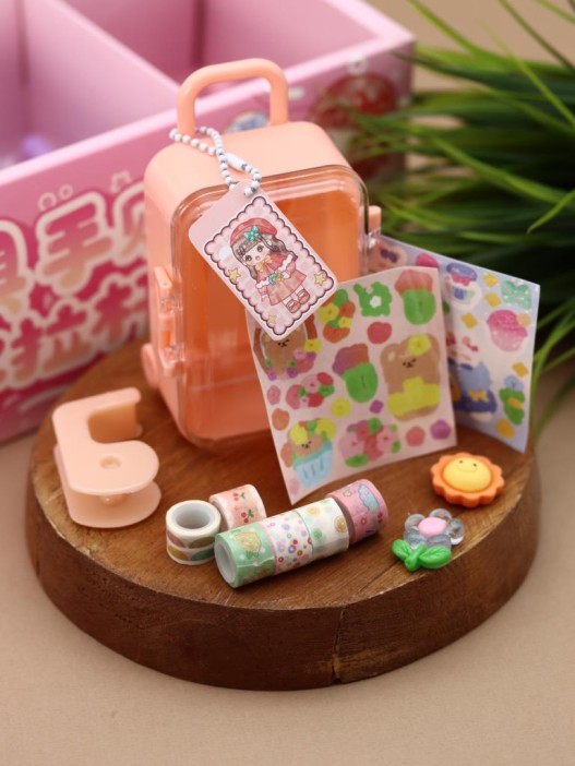 Канцелярский набор DIY в шкатулке &quot;Suitcase&quot;, orange, шоу-бокс 16 шт. 