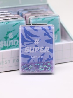 Зеркало раскладное "Zoo print", синее, 8*6 см