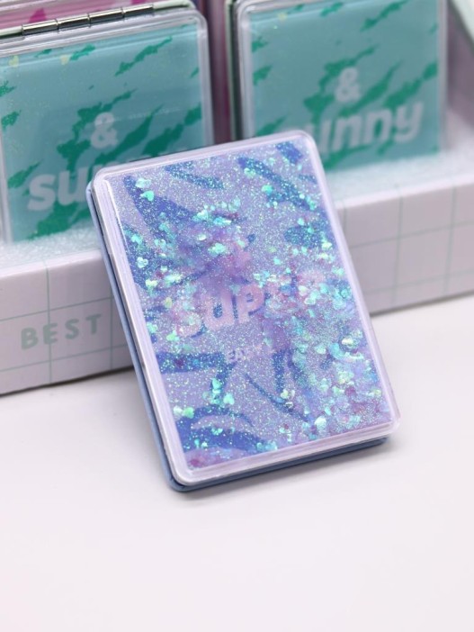 Зеркало раскладное &quot;Zoo print&quot;, синее, 8*6 см 