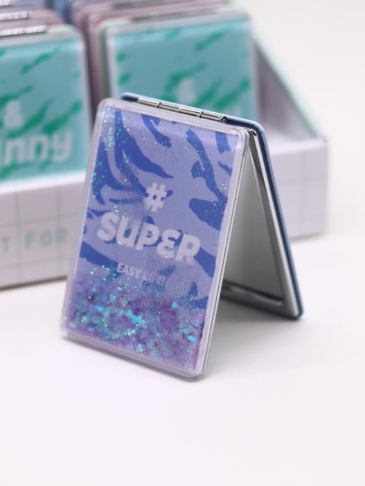 Зеркало раскладное &quot;Zoo print&quot;, синее, 8*6 см 