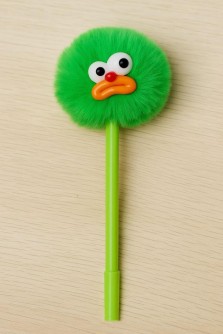 Ручка гелевая с помпоном "The sad monster", green
