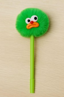 Ручка гелевая с помпоном "The sad monster", green