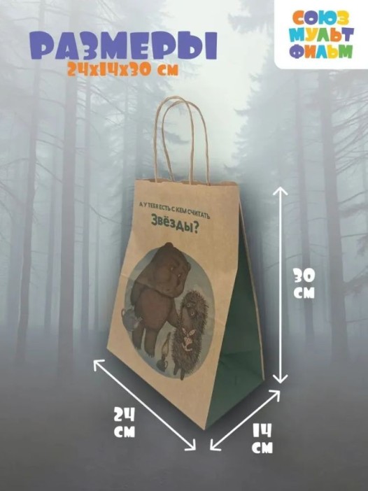 Пакет подарочный «Ёжик в тумане. У тебя есть», крафт (24*14*30) 