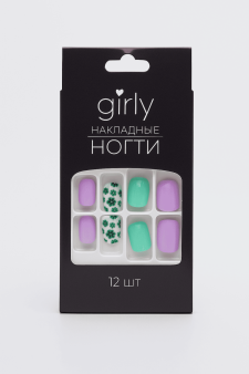 Накладные ногти GIRLY "Сирень", 12 шт., с клеевыми пластинами