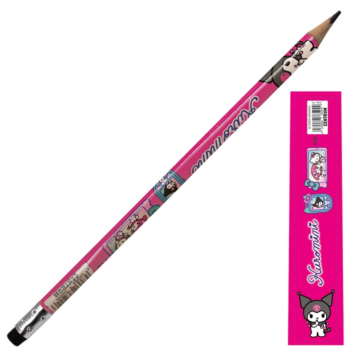 Карандаш ч/графитный с ластиком &quot;Kuromi&quot;, с голографческой пленкой 