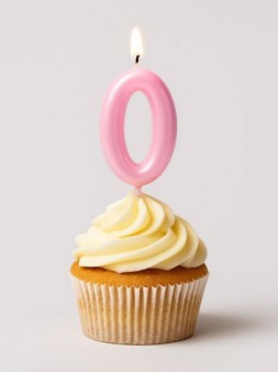 Свеча для торта "Pink glow" цифра 0, (6 см)