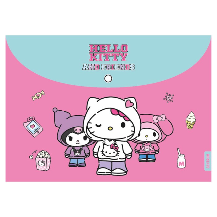 Папка-конверт на кнопке А4 &quot;Куроми&quot;, 160 мкм, пластик 