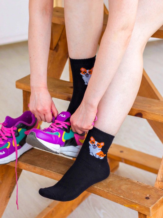 Носки женские iLikeGift "Dog", черный, р. 35-40 