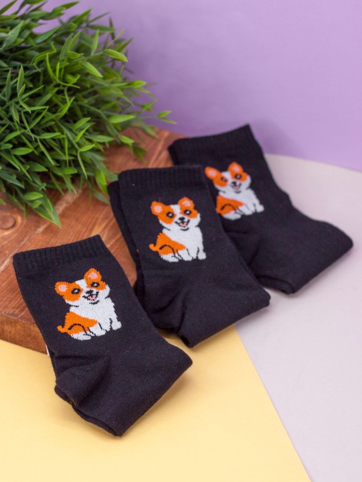 Носки женские iLikeGift "Dog", черный, р. 35-40 