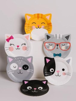 Набор бумажных тарелок 6 шт. "Кошки с ушками" (d=180 мм)